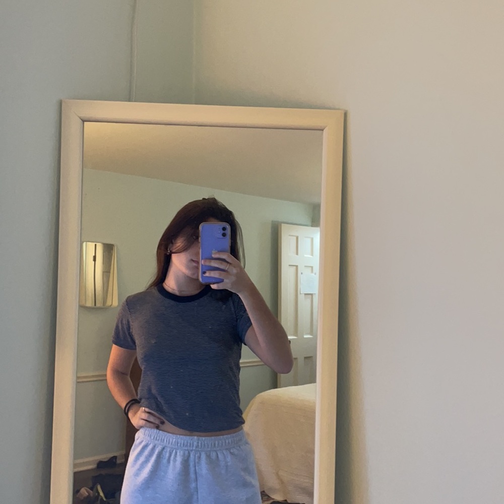 Brandy Melville Navy Striped Tee